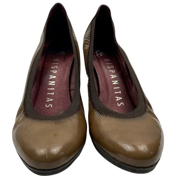 ANTHROPOLOGIE Hispanitas Women's Brown Patent  Leather Glove Shoe Heels EU 39 - Picture 5 of 12